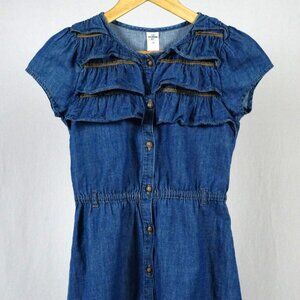 OshKosh B'gosh Girl's 10 Denim 100% Cotton Ruffle Dress Spring Summer